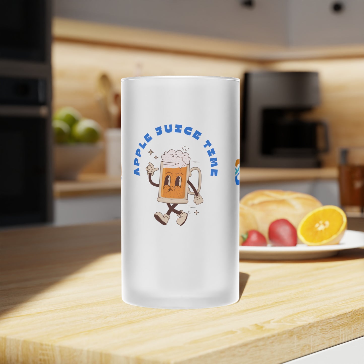Apple Juice Time Frosted Glass Beer Mug Printify