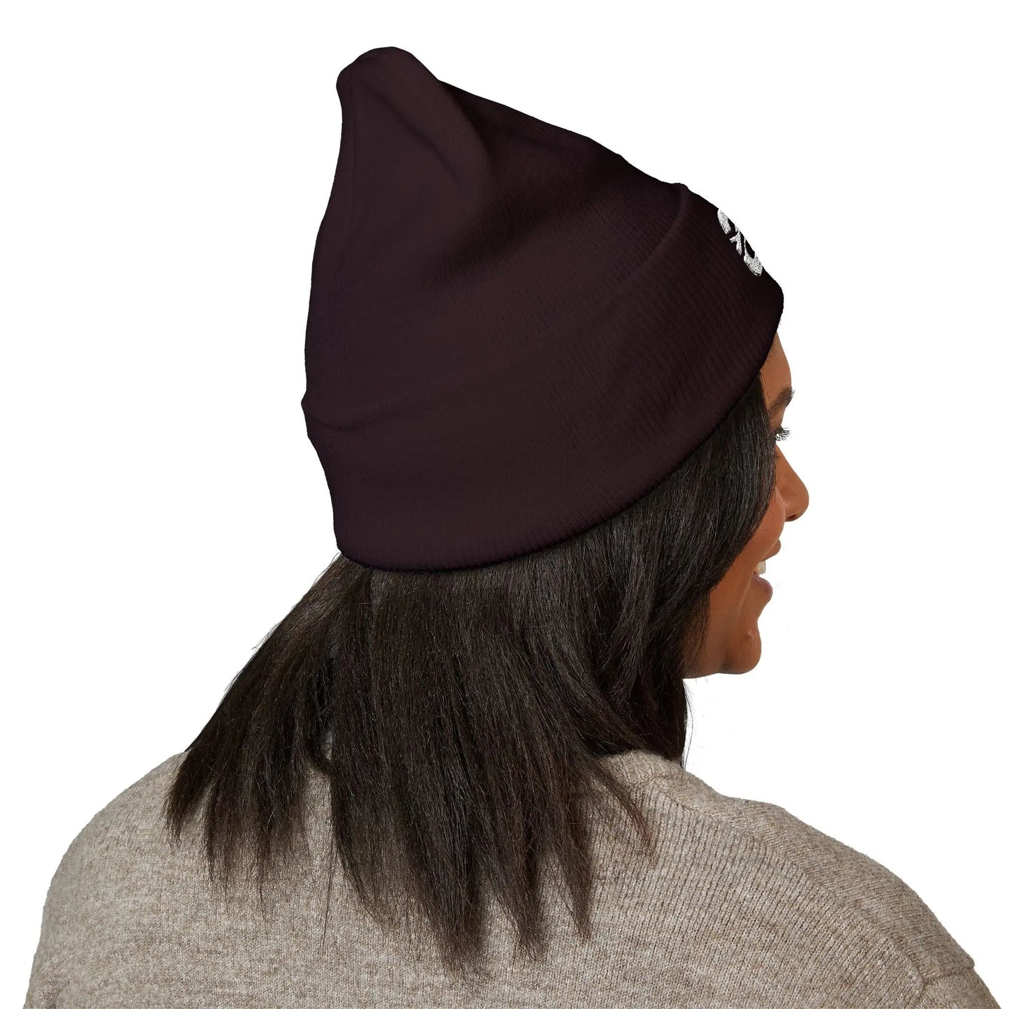 EO White Classic Cuffed Beanie (Embroidery) Printify