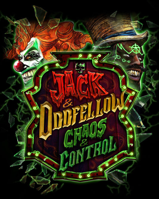 Jack the Clown and Dr. Oddfellow promotional art for Halloween Horror Nights 35 at Universal Orlando