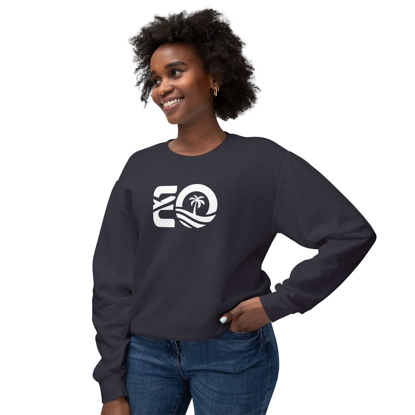 EO White Unisex Lightweight Crewneck Sweatshirt