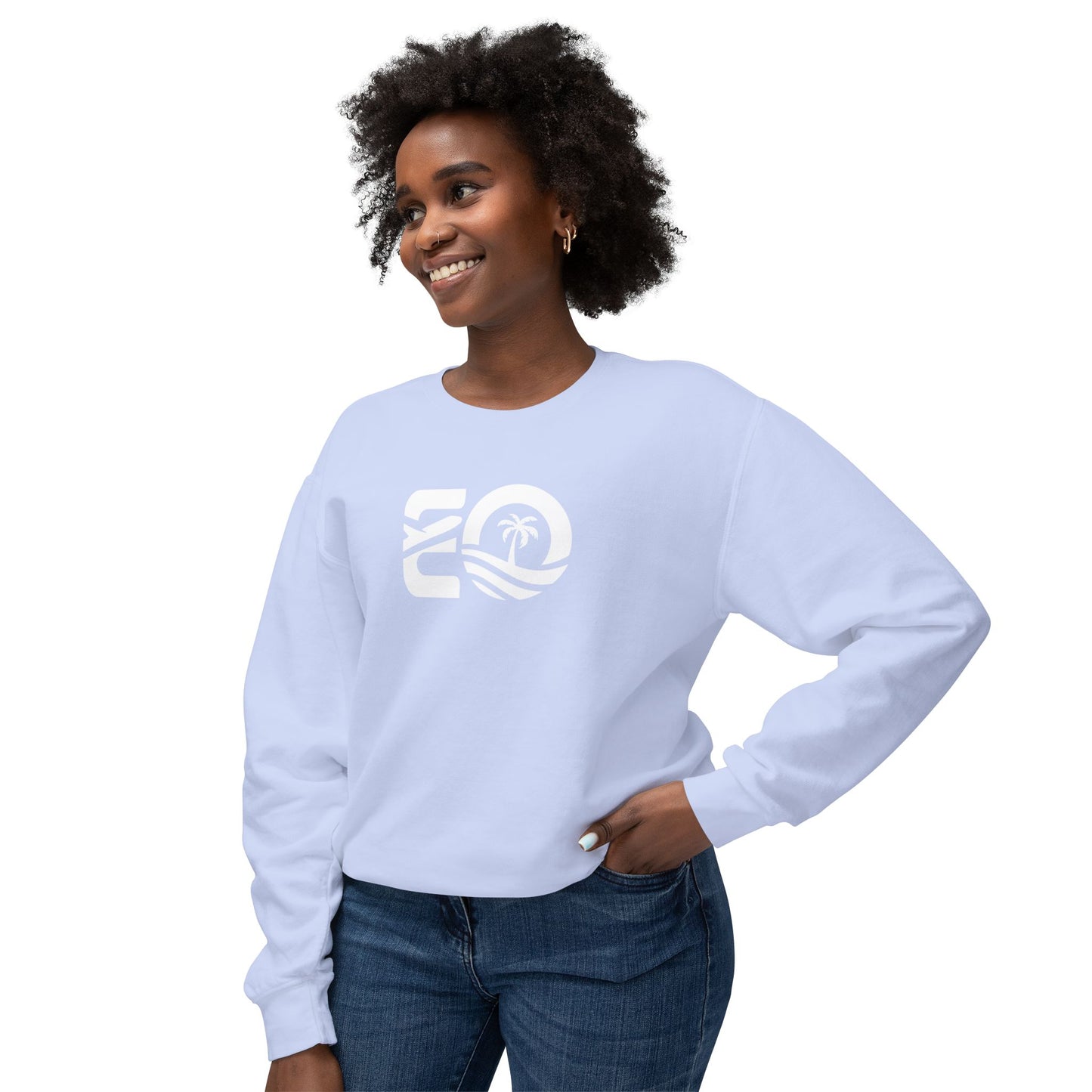 EO White Unisex Lightweight Crewneck Sweatshirt