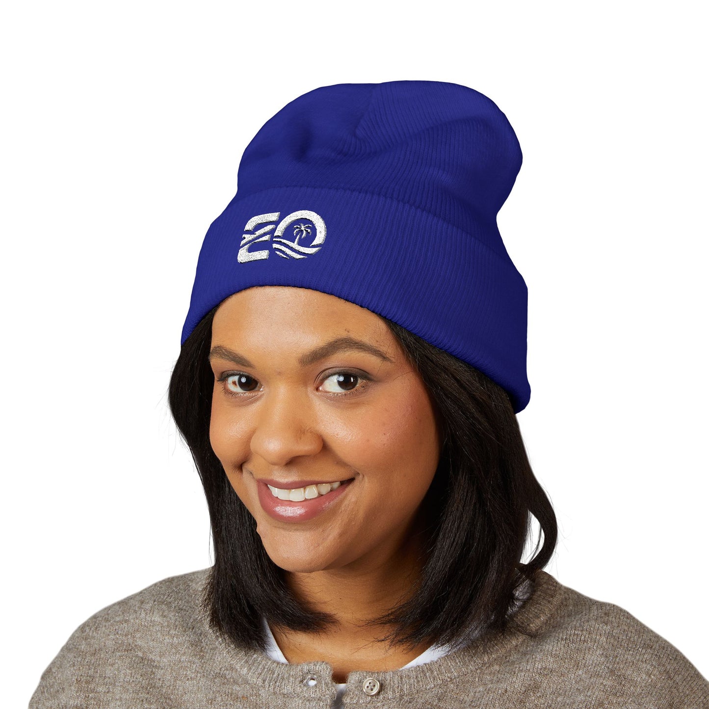 EO White Classic Cuffed Beanie (Embroidery)