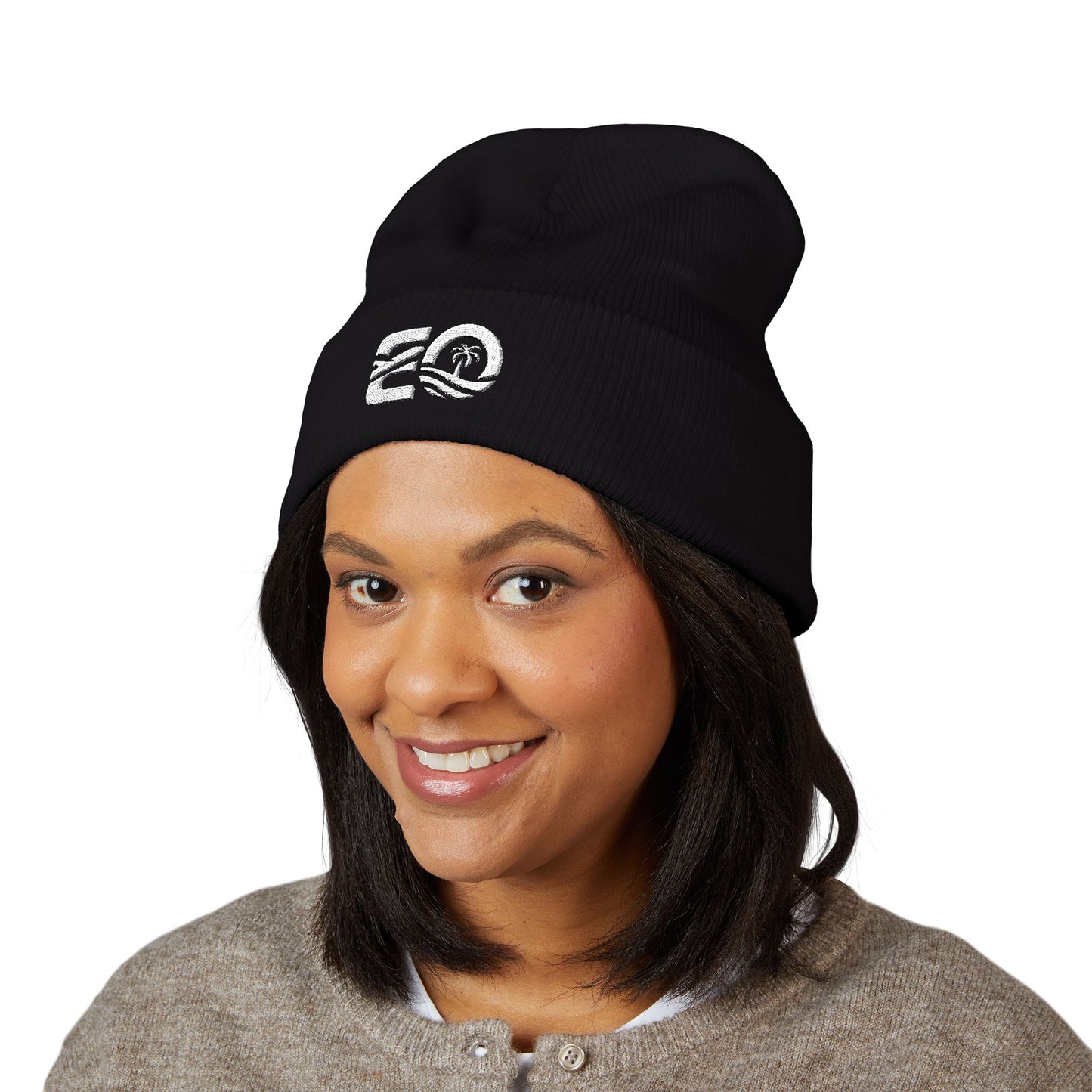 EO White Classic Cuffed Beanie (Embroidery)
