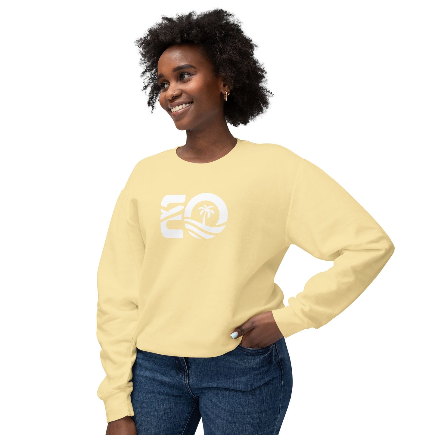 EO White Unisex Lightweight Crewneck Sweatshirt