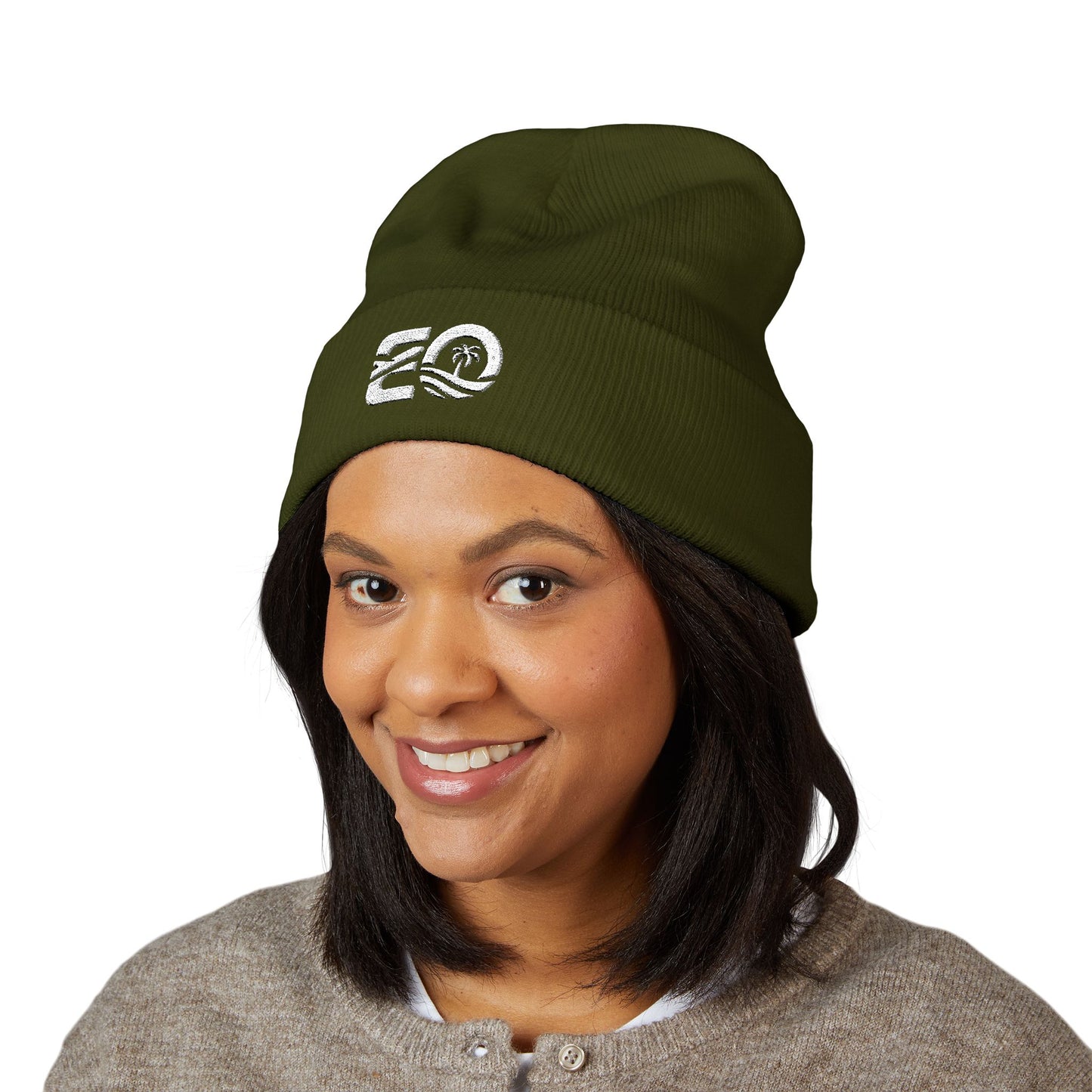 EO White Classic Cuffed Beanie (Embroidery)