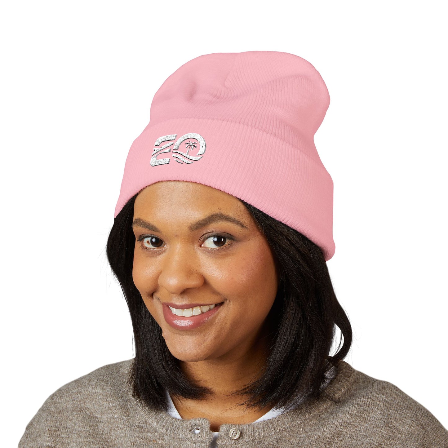 EO White Classic Cuffed Beanie (Embroidery)