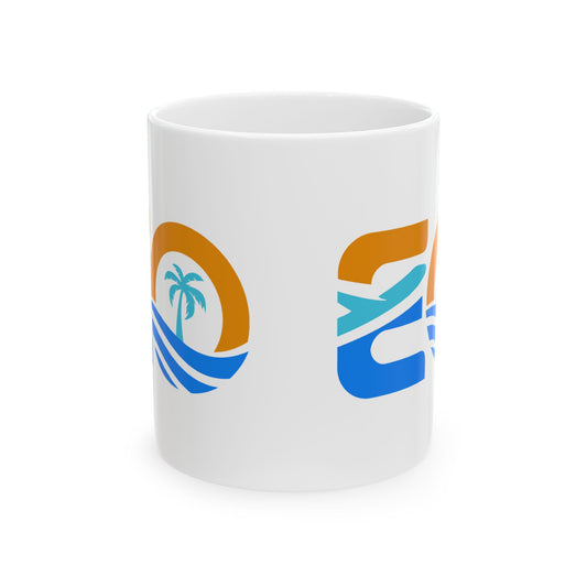 Explore Orlando Mug - 11oz & 15oz Coffee Cup with Wave and Palm Tree Design