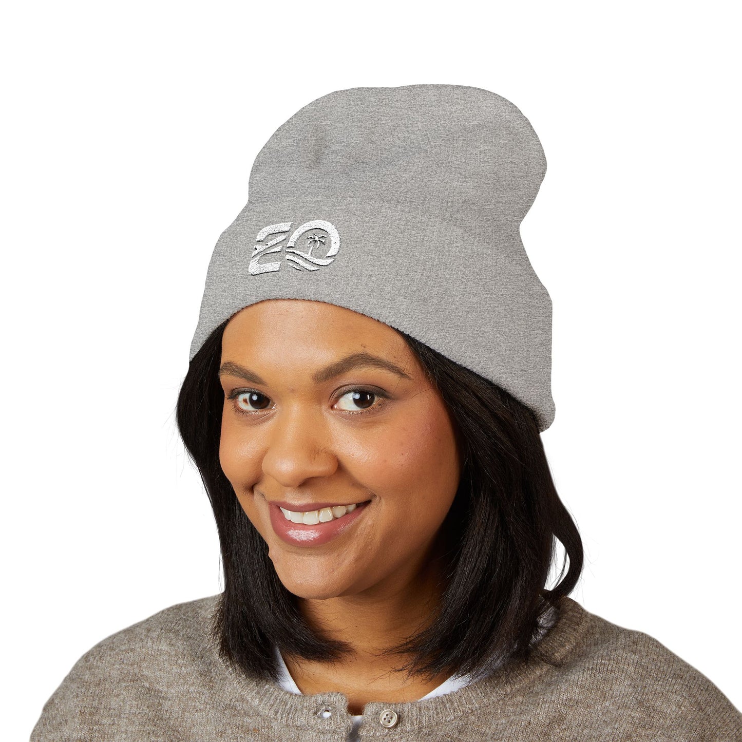 EO White Classic Cuffed Beanie (Embroidery)