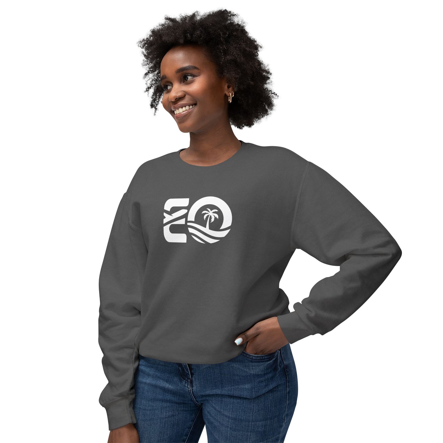 EO White Unisex Lightweight Crewneck Sweatshirt