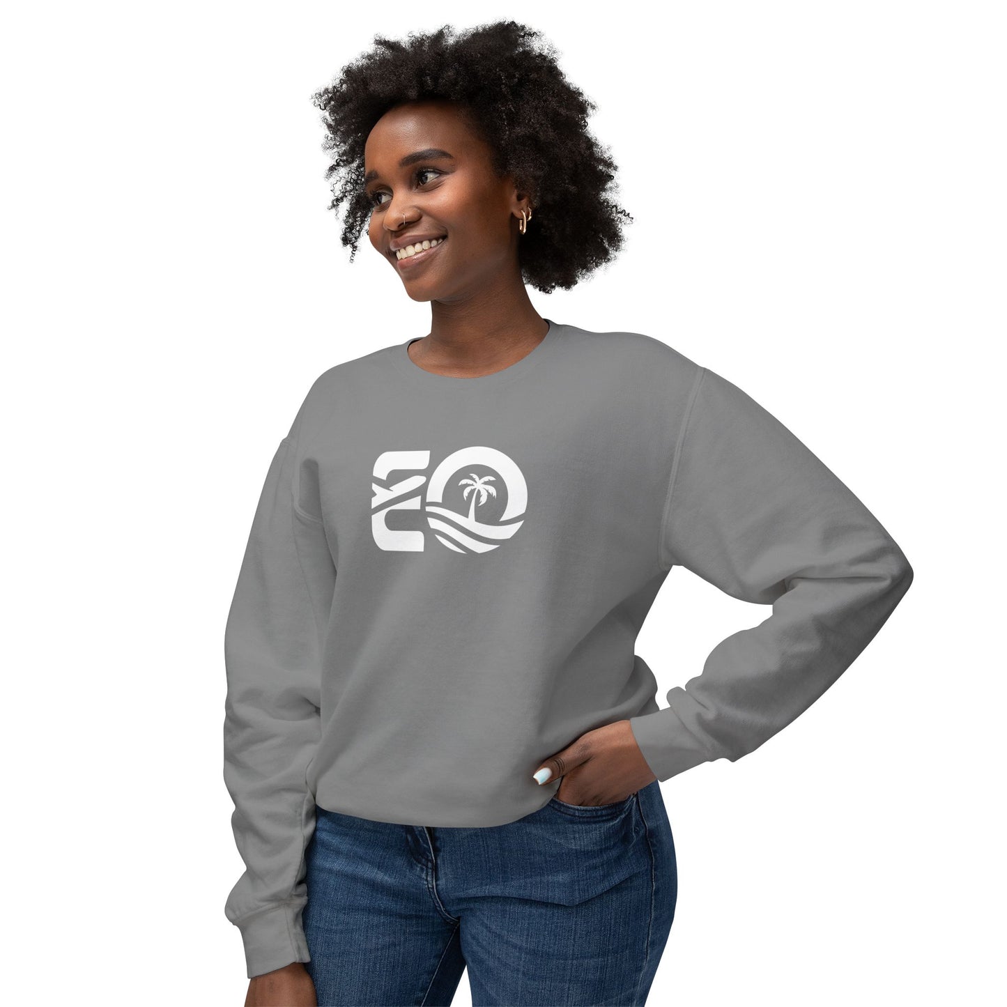 EO White Unisex Lightweight Crewneck Sweatshirt