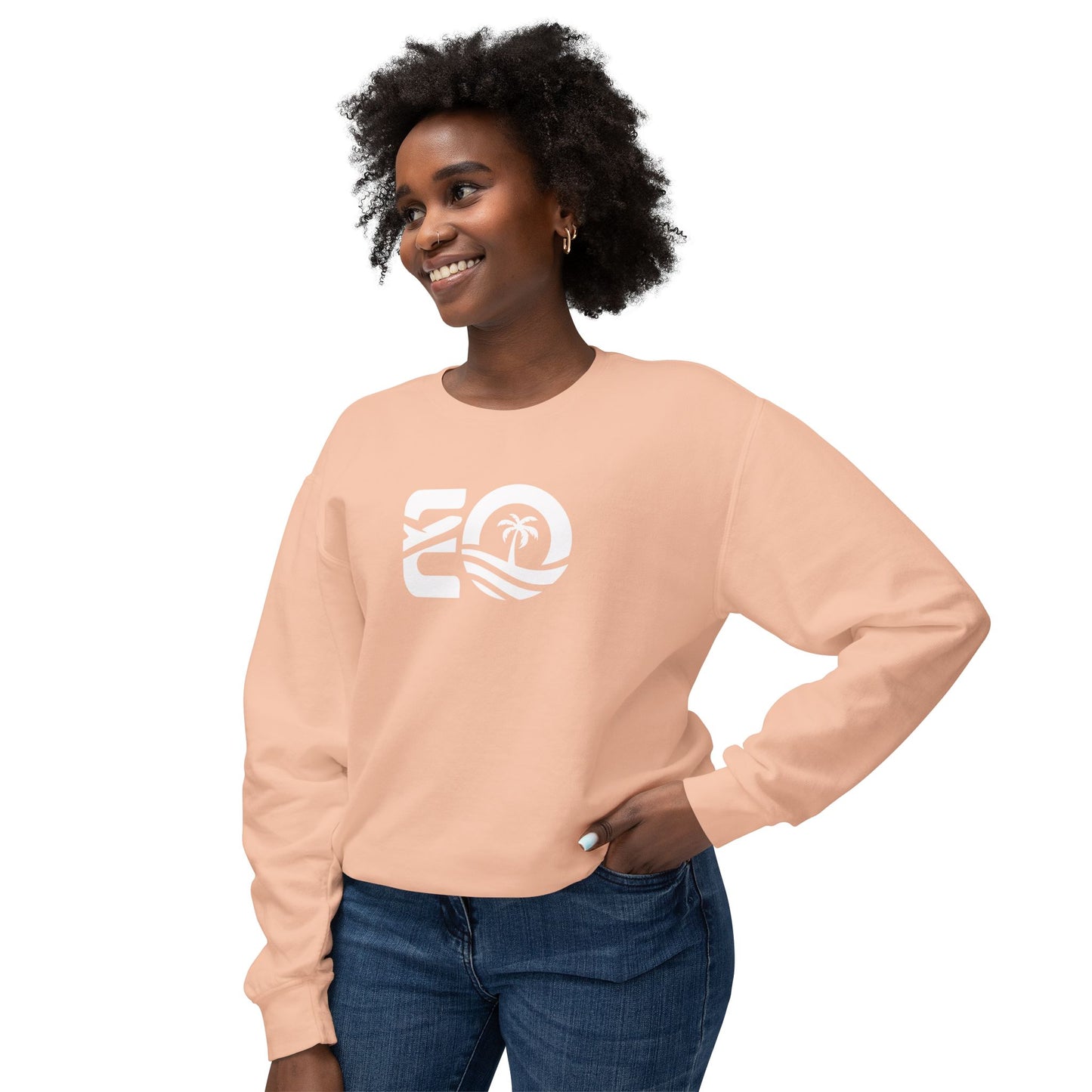EO White Unisex Lightweight Crewneck Sweatshirt