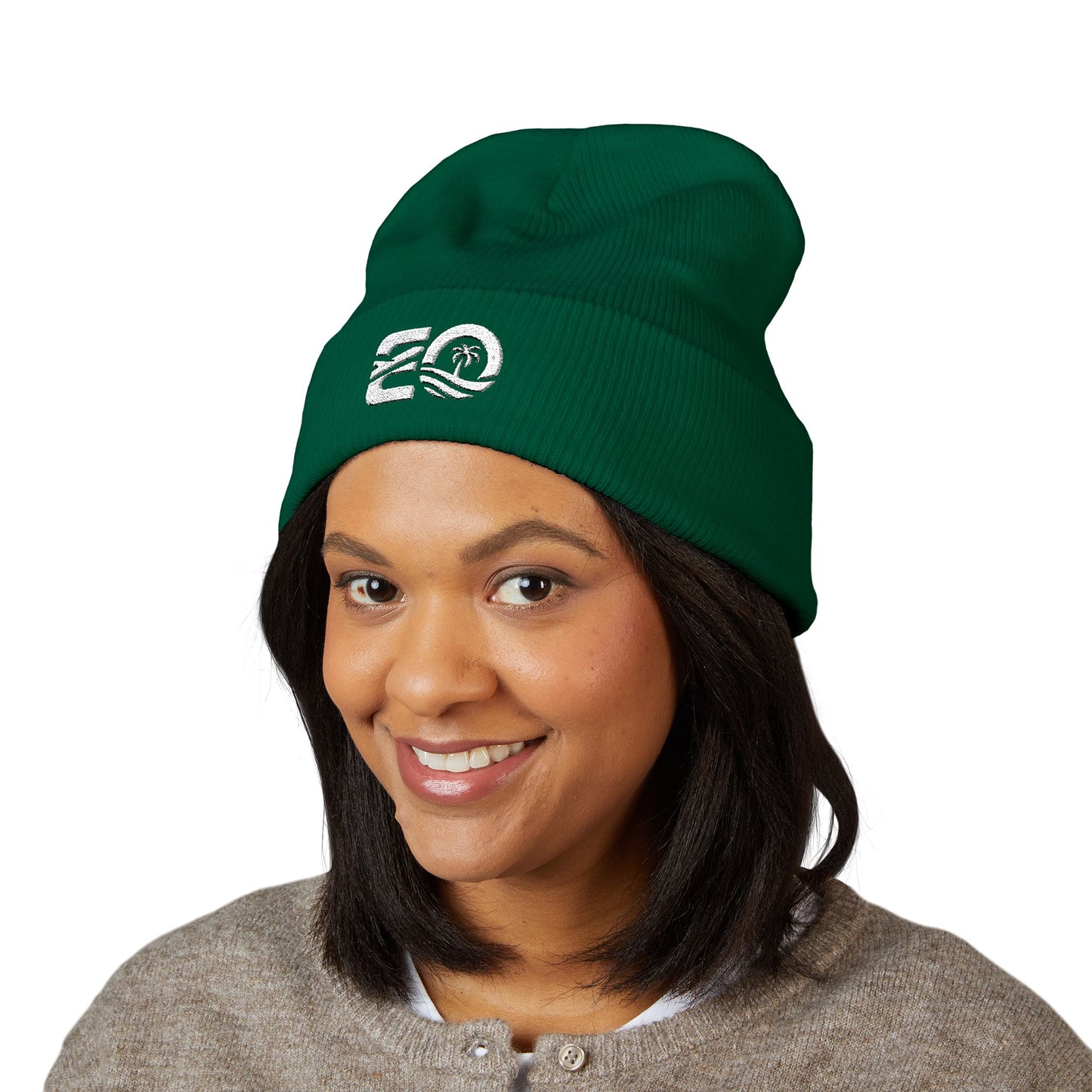 EO White Classic Cuffed Beanie (Embroidery)