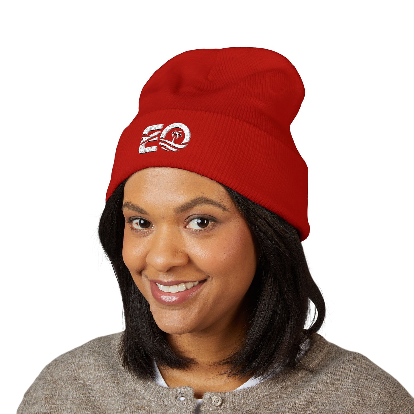 EO White Classic Cuffed Beanie (Embroidery)