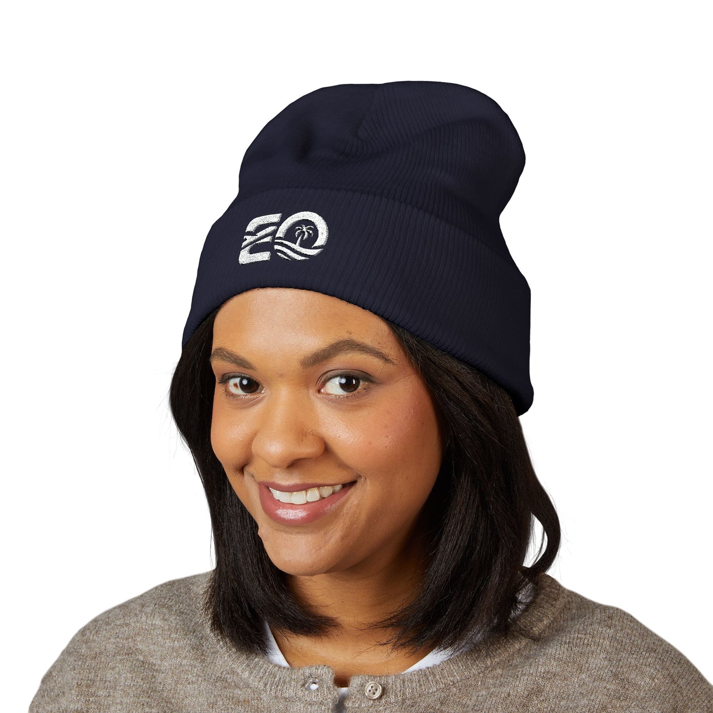 EO White Classic Cuffed Beanie (Embroidery)