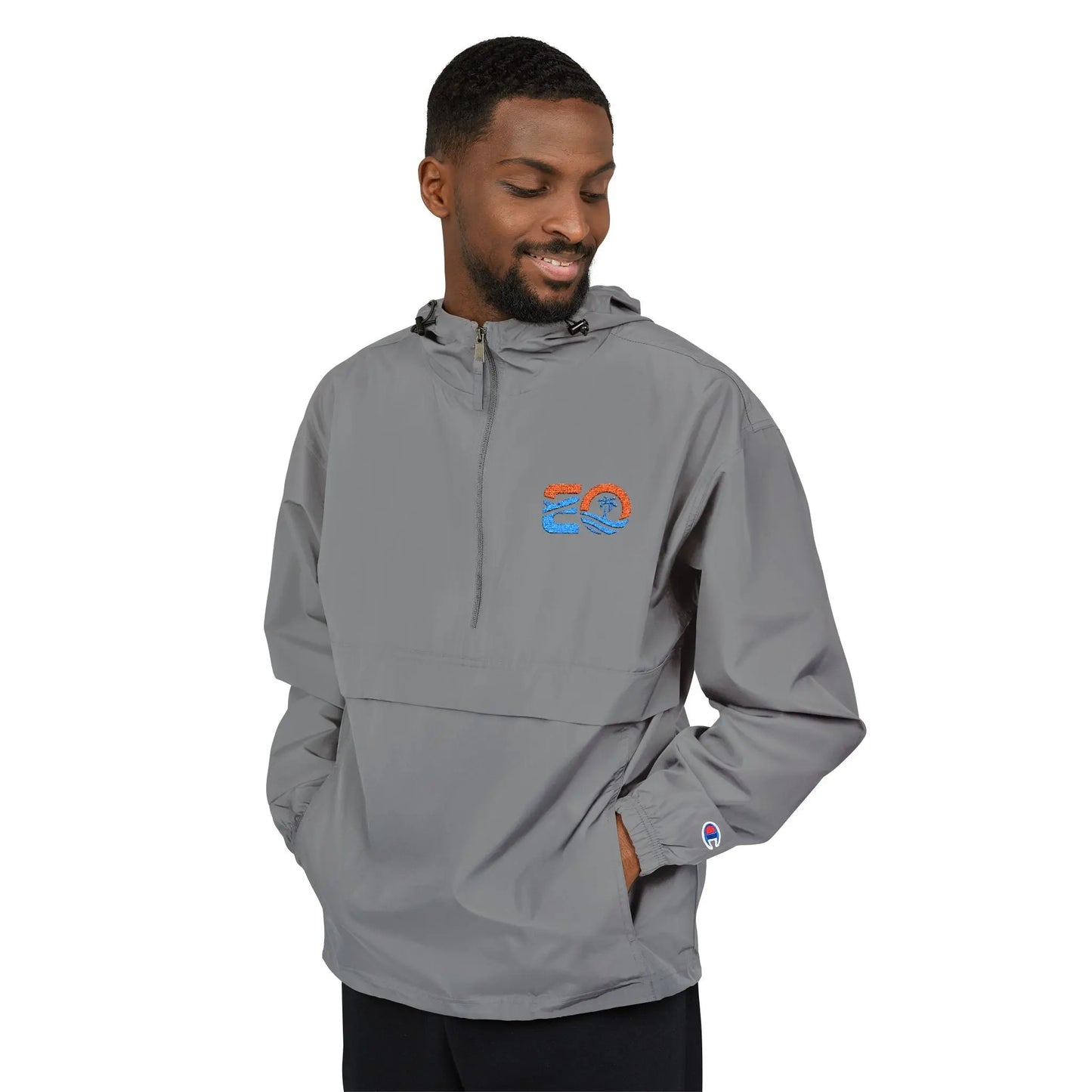 EO Embroidered Champion Unisex Packable Anorak Jacket Printify