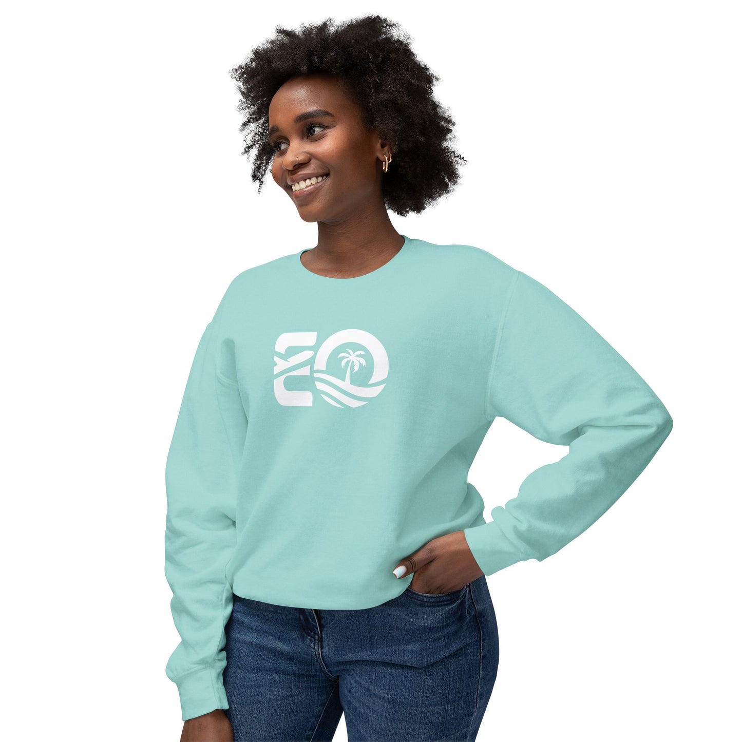 EO White Unisex Lightweight Crewneck Sweatshirt