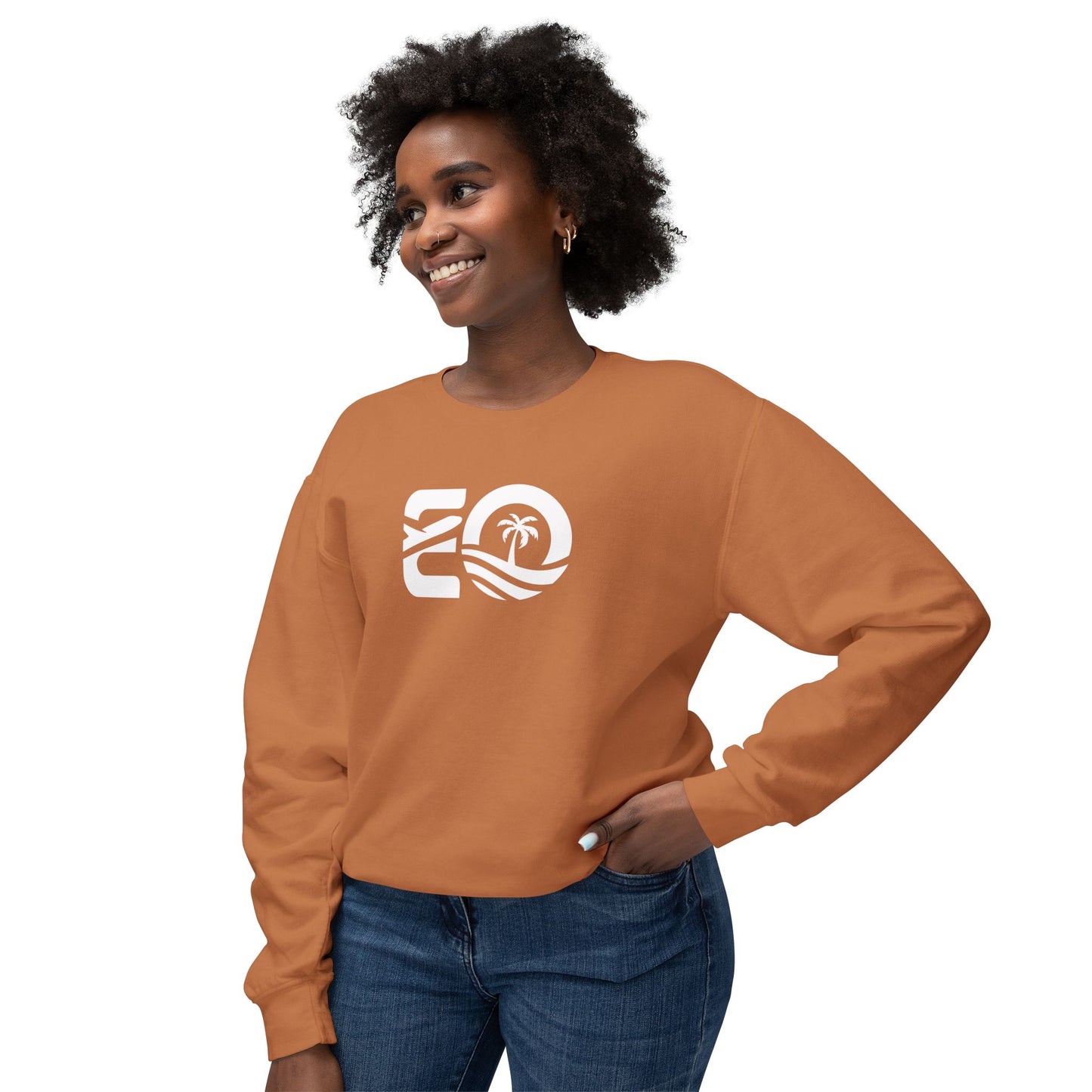 EO White Unisex Lightweight Crewneck Sweatshirt